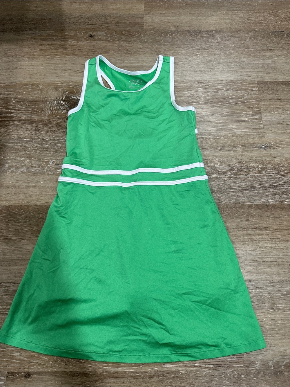 Athletic Works Girls' Bright Green Tank Dress with White Trim